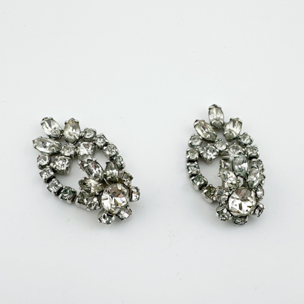 Kramer‎ of New York Sparkling Crystal Dangle Clip On Earrings Rhinestone Vintage